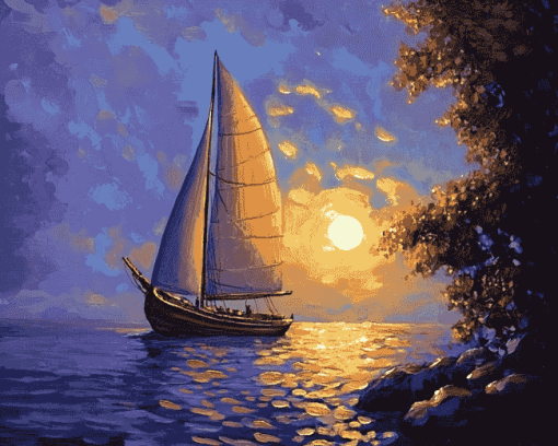 Night Sail Seascapes Diamond Painting