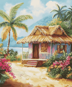 Nipa Hut Scenic Landscape Diamond Painting