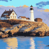 Nubble Lighthouse Scenic View Diamond Painting