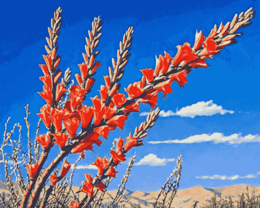 Ocotillo Blossoming Plant Diamond Painting