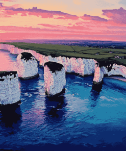 Old Harry Rocks Sunset in Dorset Diamond Painting