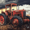 Old Tractor Scene Diamond Painting