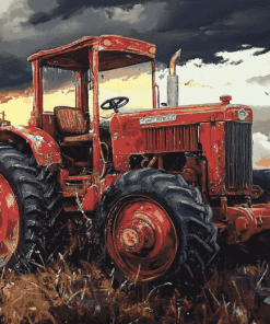 Old Tractor Scene Diamond Painting