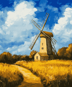 Old Windmill Landscape Diamond Painting