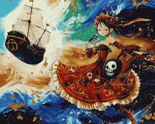 One Piece Merry Anime Diamond Painting