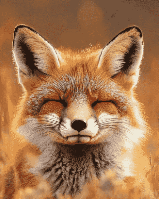 Orange Fox Cubs Diamond Painting