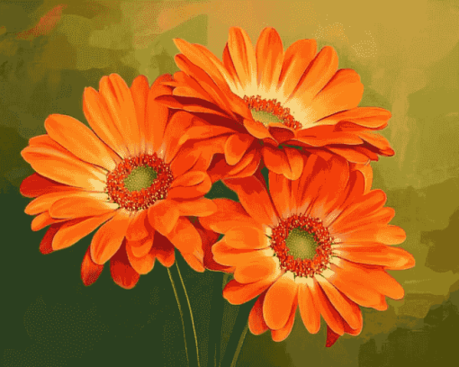 Orange Gerberas Blossoms Diamond Painting