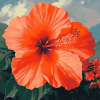 Orange Hibiscus Blossoms Diamond Painting