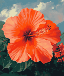 Orange Hibiscus Blossoms Diamond Painting