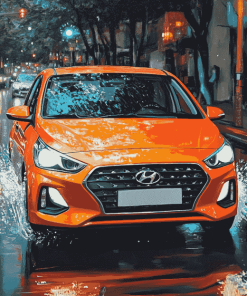 Orange Hyundai Engine Diamond Painting