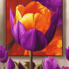 Orange Purple Tulip Blossoms Diamond Painting