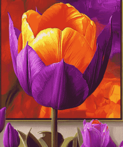 Orange Purple Tulip Blossoms Diamond Painting