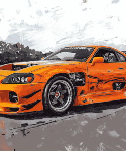 Orange Toyota Supra Mk4 Legend Diamond Painting