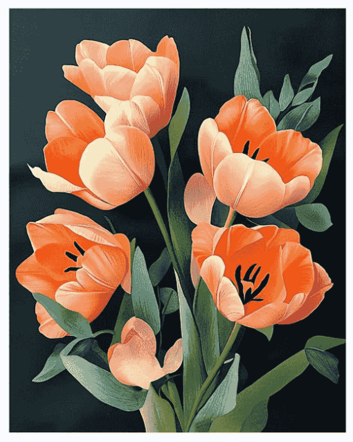 Orange Tulips Diamond Painting