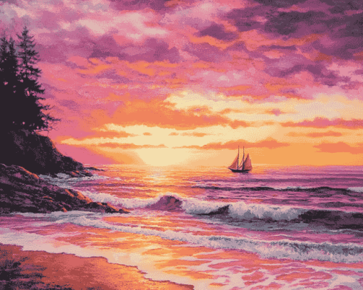 Oregon Coast Sunset Diamond Painting