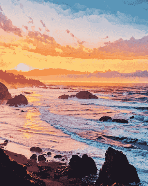 Oregon Coast Sunset Diamond Painting