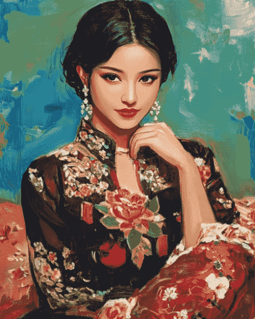 Oriental Lady Women Diamond Painting