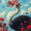 Ostrich and Flora Diamond Painting