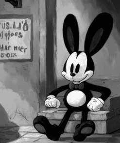 Oswald The Lucky Rabbit Monochrome Diamond Painting