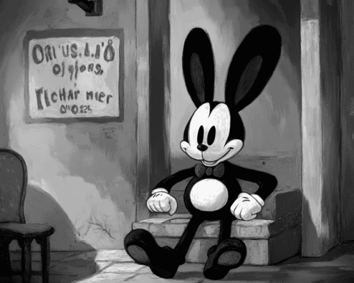 Oswald The Lucky Rabbit Monochrome Diamond Painting