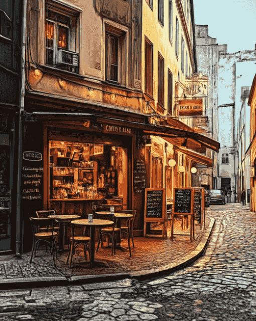 Outdoor Cafe Streets Diamond Painting