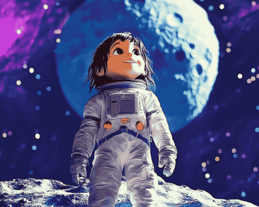 Over The Moon Cartoon Diamond Painting