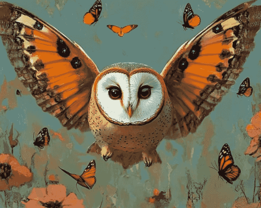 Owls and Butterflies Diamond Painting