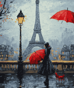 Paris Romance in the Rain Diamond Painting