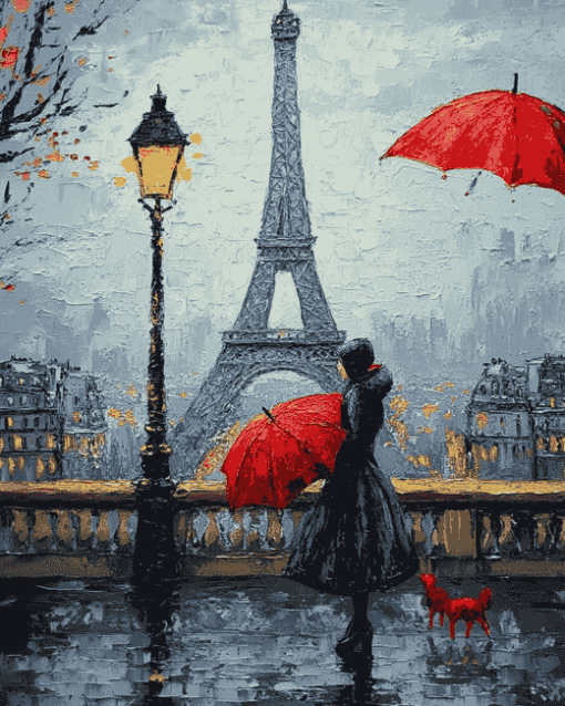 Paris Romance in the Rain Diamond Painting