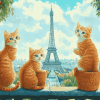 Parisian Orange Cats Diamond Painting