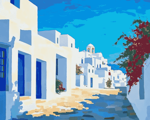 Paros Greece Cityscape Diamond Painting