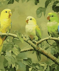 Parrotlet Birds on Tree Branch Diamond Painting