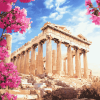 Parthenon Greece Flowers Diamond Painting