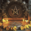 Pentacle with Flowers on Wiccan Altar Diamond Painting