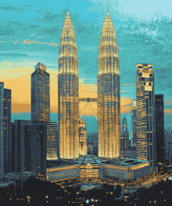 Petronas Twin Towers Cityscape Diamond Painting