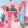 Pink Animated House Diamond Painting