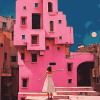 Pink Building Travel Adventure Diamond Painting