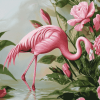 Pink Flamingo Blossoms Diamond Painting