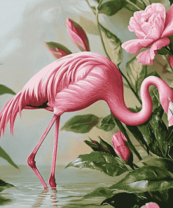 Pink Flamingo Blossoms Diamond Painting