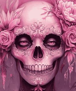 Pink Floral Skull Fantasy Diamond Painting