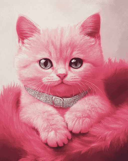 Pink Kitty Diamond Painting