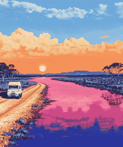 Pink Lakes of Australia Diamond Painting