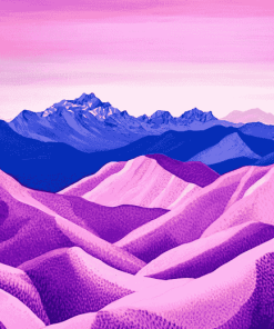 Pink Mountain Landscapes Diamond Painting