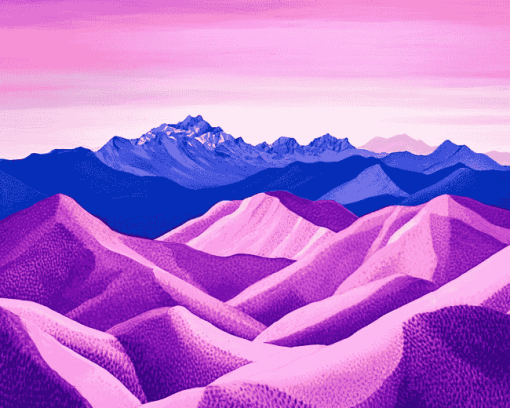 Pink Mountain Landscapes Diamond Painting