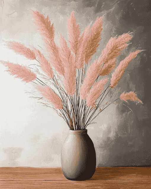 Pink Pampas in Vase Diamond Painting