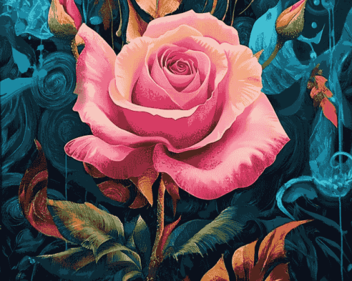 Pink Rose Blossoms Diamond Painting