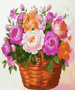 Pink Roses Basket Diamond Painting