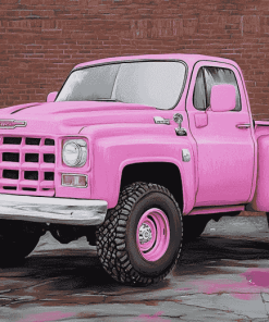 Pink Truck Engines Diamond Painting