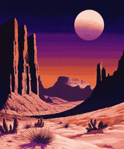 Pink Western Desert Landscape Diamond Painting