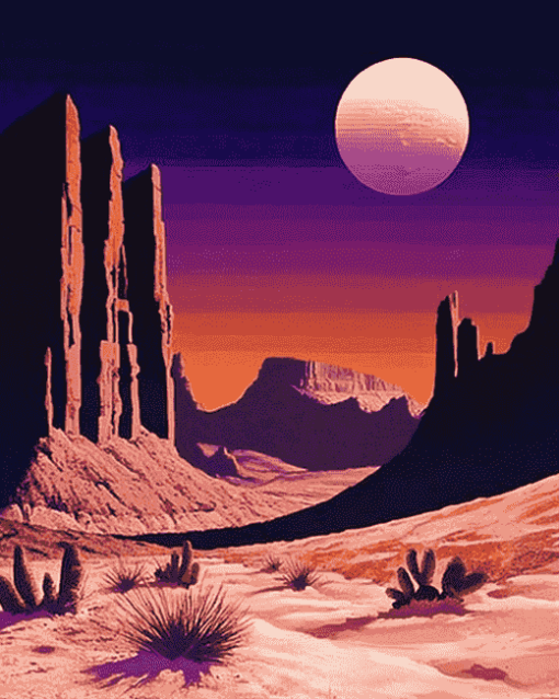 Pink Western Desert Landscape Diamond Painting